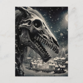 Black and White Mari Lwyd Skeleton Weihnachten Postkarte