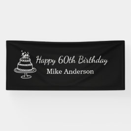 Black and White Mens Birthday Party Banner