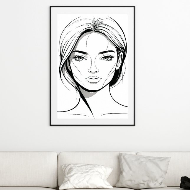 Black and White Minimal Woman Line Art Poster (Von Creator hochgeladen)