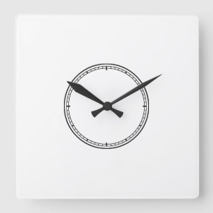 Black and White Minimalist  Square Wall Clock Quadratische Wanduhr
