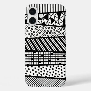 Black and white - modern pattern iPhone 16 plus hülle