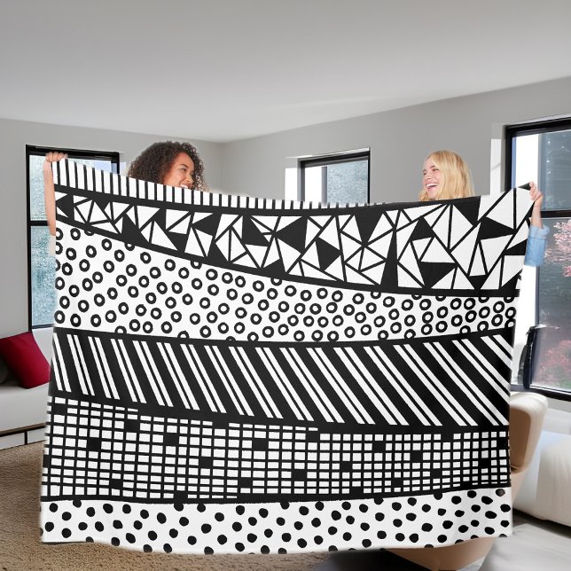 Black and white - modern pattern fleecedecke (Von Creator hochgeladen)
