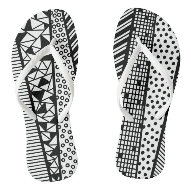 Black and white - modern pattern flip flops (Fußbett)