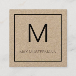 Black and White Monogramm Quadratische Visitenkarte