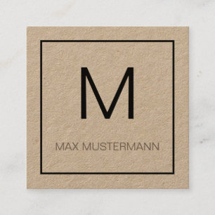 Black and White Monogramm Quadratische Visitenkarte