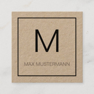 Black and White Monogramm Quadratische Visitenkarte