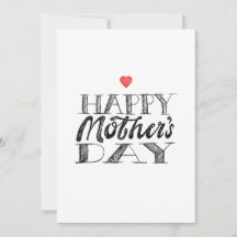 Black and White Mother's Day Lettering & Heart