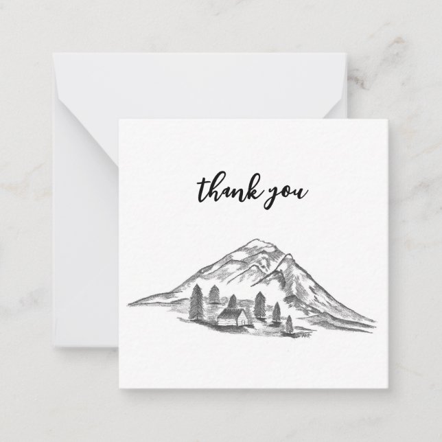 Black and white mountain note card mitteilungskarte (Vorderseite)