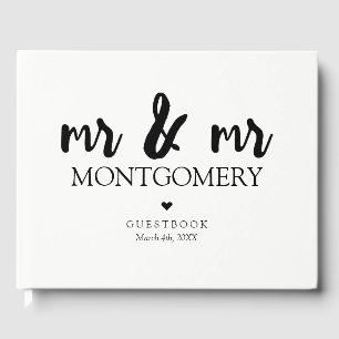 Black and White Mr & Mr. Calligraphy Gästebuch