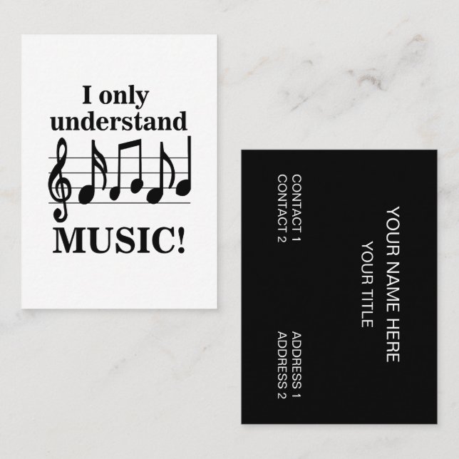Black and White Music Notes Musical Profession Visitenkarte (Vorne/Hinten)