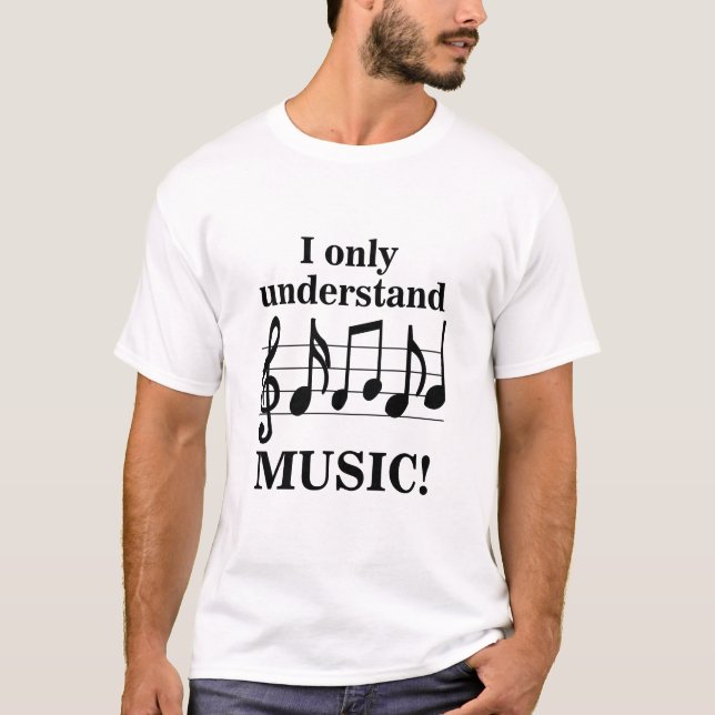 Black and White Music Notes Musician  T-Shirt (Vorderseite)