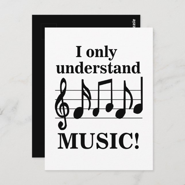 Black and White Music Notes  Postkarte (Vorne/Hinten)
