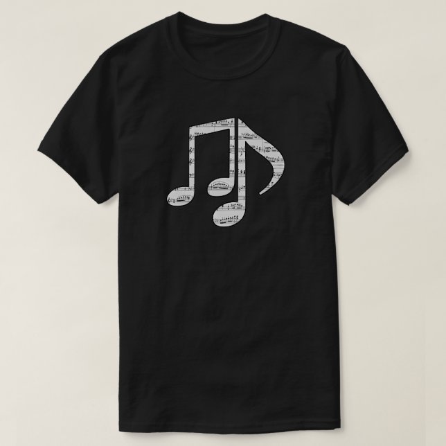 Black and White Music Notes Unisex T-Shirt (Design vorne)
