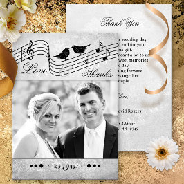 Black and White Music Wedding Foto Vielen Dank Dankeskarte