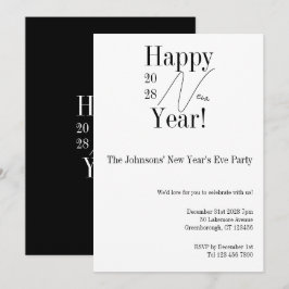 Black and White New Year's Eve Party Einladung
