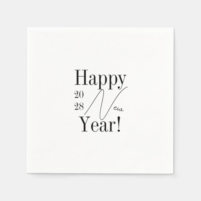 Black and White New Year's Eve Party Serviette (Vorderseite)