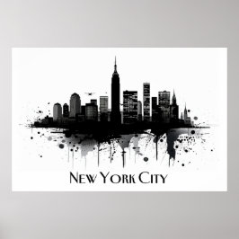 Black and White New York City Skyline Poster
