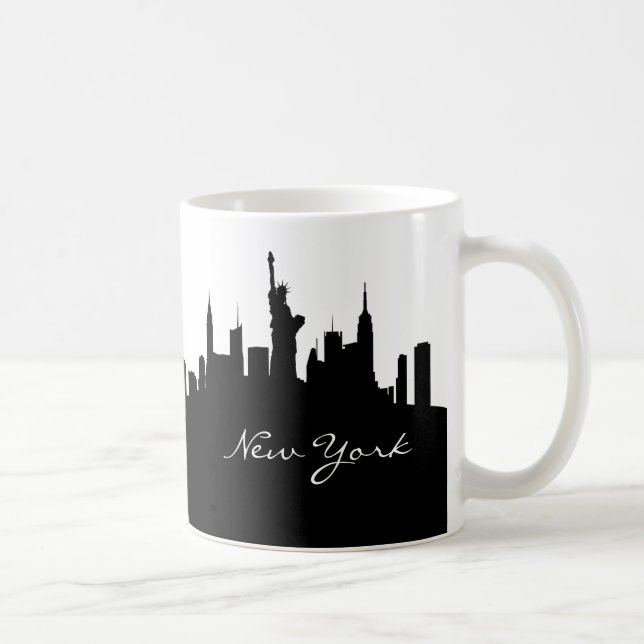 Black and White New York Skyline Tasse (Rechts)