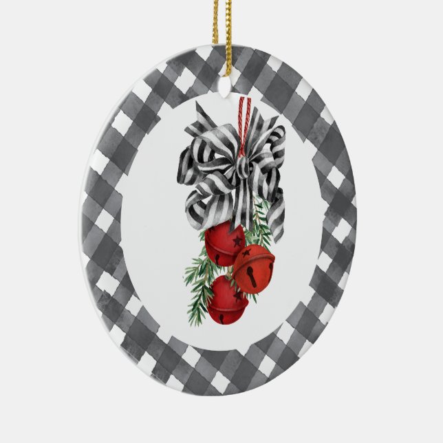 Black and White Noël  Keramik Ornament (Rechts)