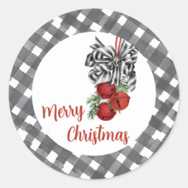 Black and White Noël Runder Aufkleber