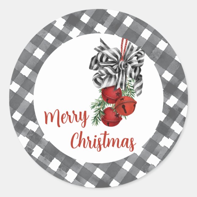 Black and White Noël Runder Aufkleber (Vorderseite)
