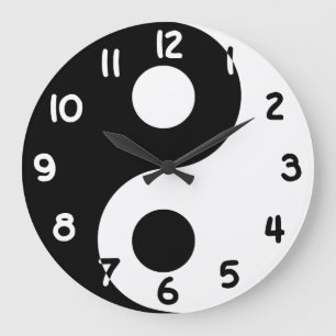 Black and White Numbers Yin Yang Große Wanduhr