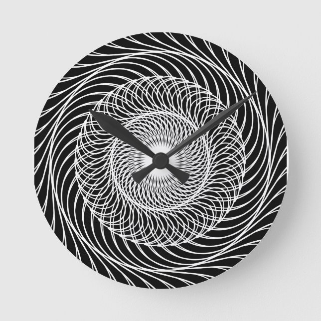 Black and white optical illusion art runde wanduhr (Vorderseite)