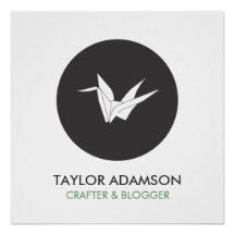 Black and White Origami Crane Logo