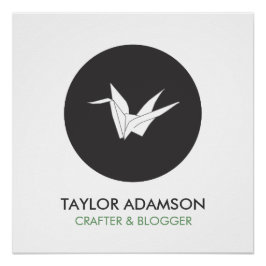 Black and White Origami Crane Logo Poster