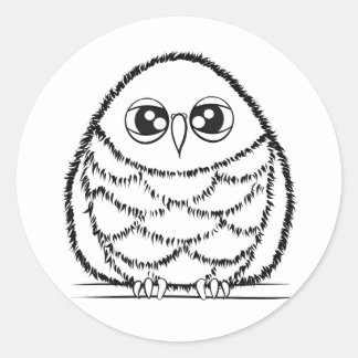 Black and White Owl Illustration Runder Aufkleber
