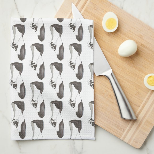 Black and White Oxford Stich Shoe Dance Teacher Gi Geschirrtuch (Viertel Falte)