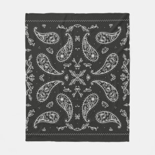 Black and White Paisley Bandana Ornament Print. Vi Fleecedecke