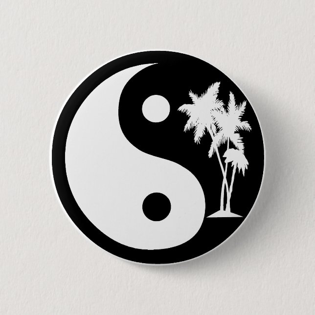 Black and White Palm Tree Yin Yang Button (Vorderseite)