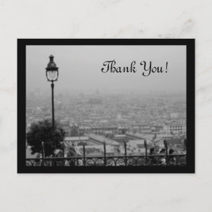 Black and White Paris Scene Vielen Dank Postkarte