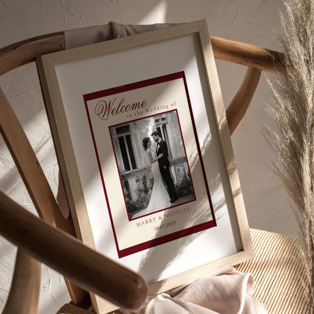 Black and White Photo Old Money Wedding Welcome Poster (Von Creator hochgeladen)