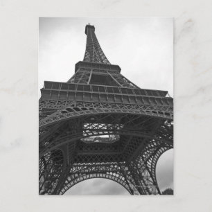 Black and white photograph of the Eiffel Tower Postkarte