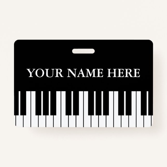 Black and white piano keys custom name badge ausweis (Vorderseite)