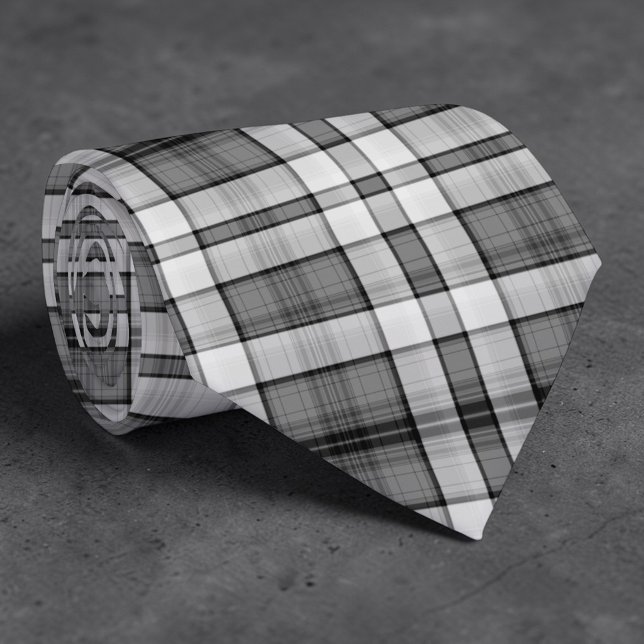 Black and White Plaid Custom Necktie Krawatte (Von Creator hochgeladen)