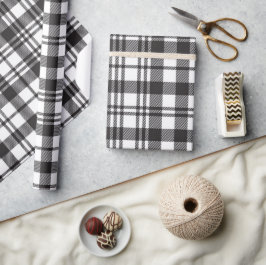 Black and White Plaid  Geschenkpapier