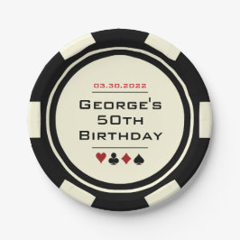 Black and White Poker Casino Thema Geburtstag Pappteller