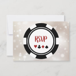 Black and White Poker Chip Casino Thema Hochzeit RSVP Karte