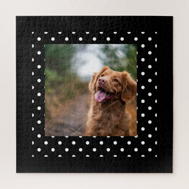Black and white polka dot Dog pic Puzzle (Vertikal)