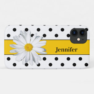 Black and White Polka Dots, Daisy iPhone 11 Fall Case-Mate iPhone Hülle