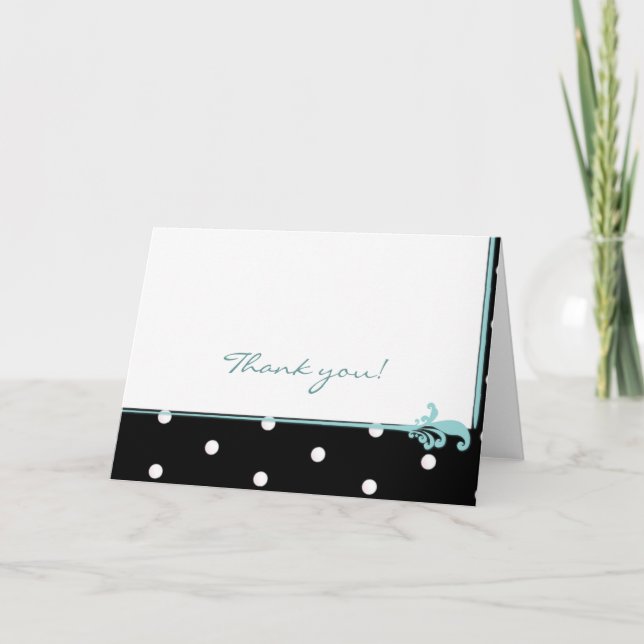 Black and White Polka Dots Dankeskarte (Vorderseite)
