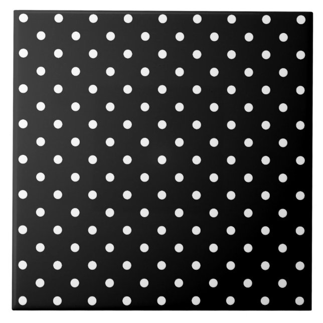 Black and white Polka Dots Fliese (Vorderseite)