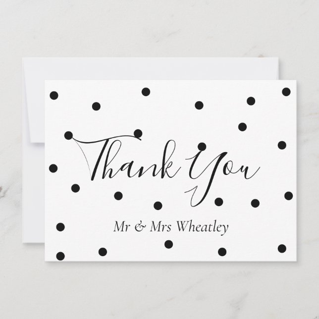 Black and White Polka Dots Hochzeit Danke (Vorderseite)