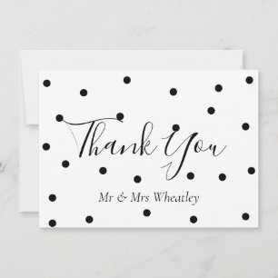 Black and White Polka Dots Hochzeit Danke