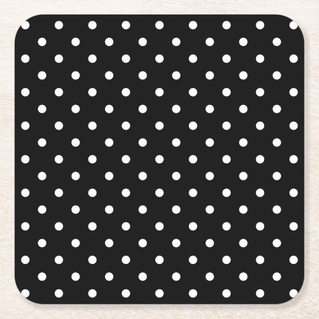 Black and white Polka Dots Rechteckiger Pappuntersetzer (Vorderseite)