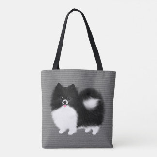 Black and White Pomeranian Cartoon Dog
