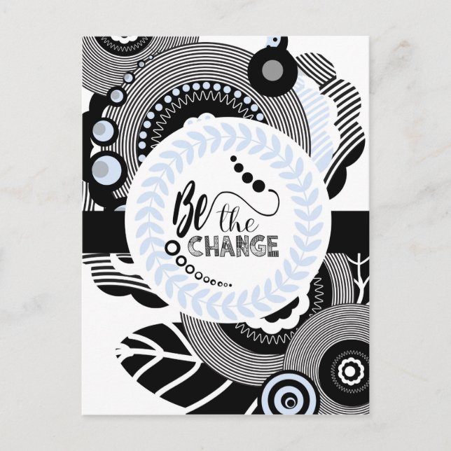 black and white postcard inspirational quote postkarte (Vorderseite)